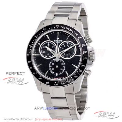 Perfect Replica Tissot T-Sport V8 Chronograph Black Dial 42.5 MM Quartz Watch T106.417.11.051